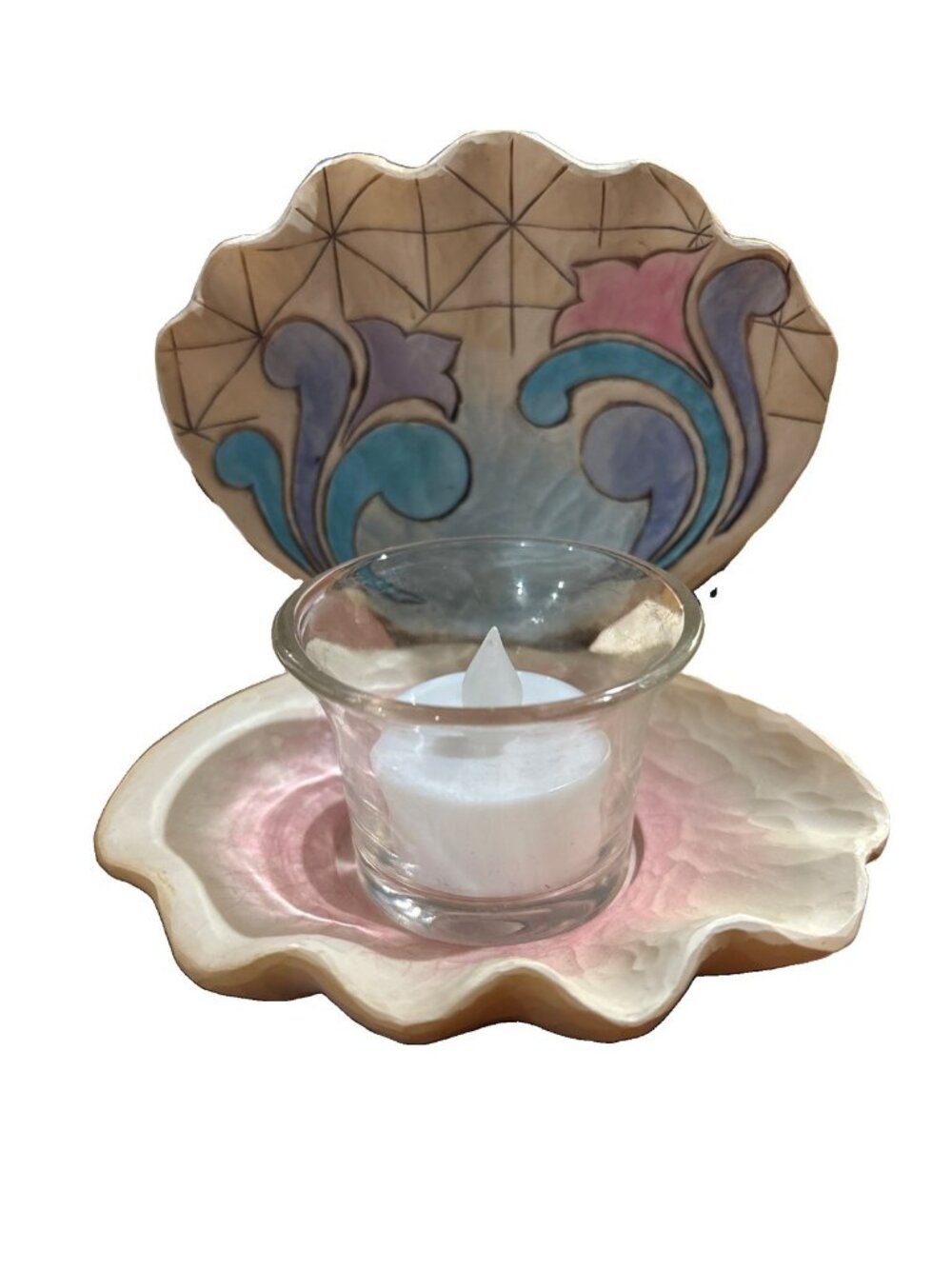 Jim Shore Heartwood Creek Open Clam Shell Votive Candle Holder 4026845